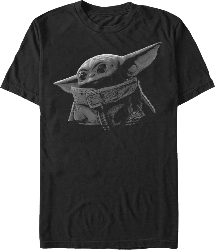 Black And White The Child Star Wars The Mandalorian T-Shirt
