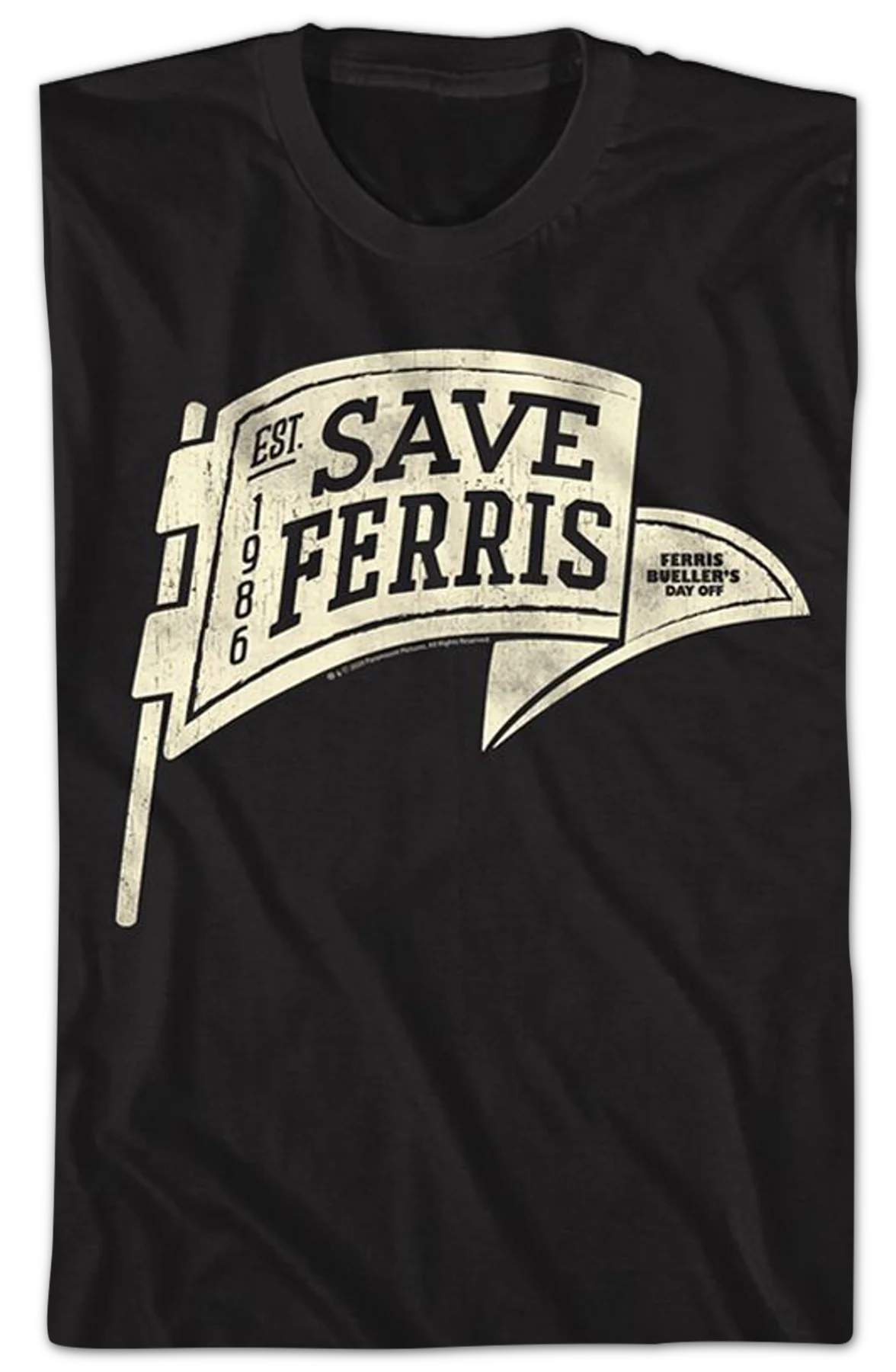 Black Save Ferris Pennant Ferris Bueller's Day Off T-Shirt - Image 2