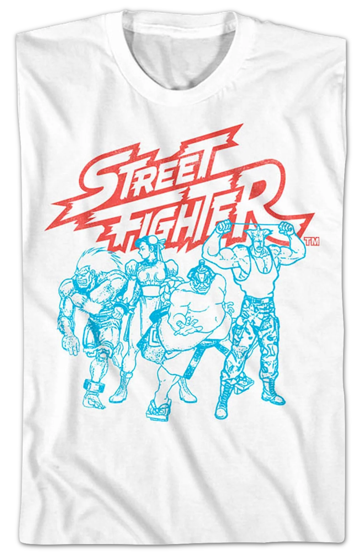 Blue Sketches Street Fighter T-Shirt - Image 2