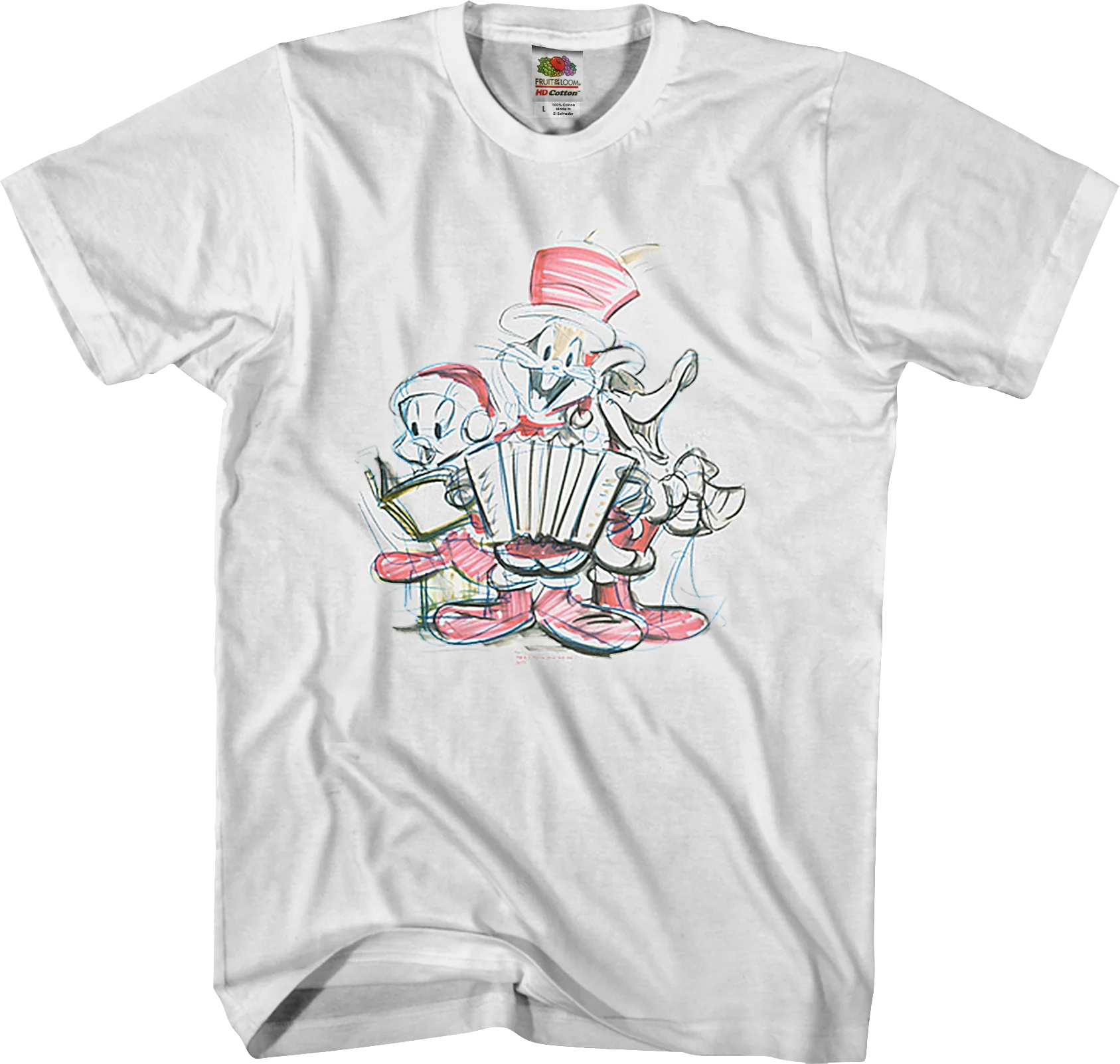 Christmas Caroling Sketch Looney Tunes T-Shirt