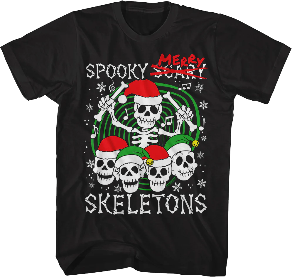 Christmas Hats Spooky Merry Skeletons T-Shirt