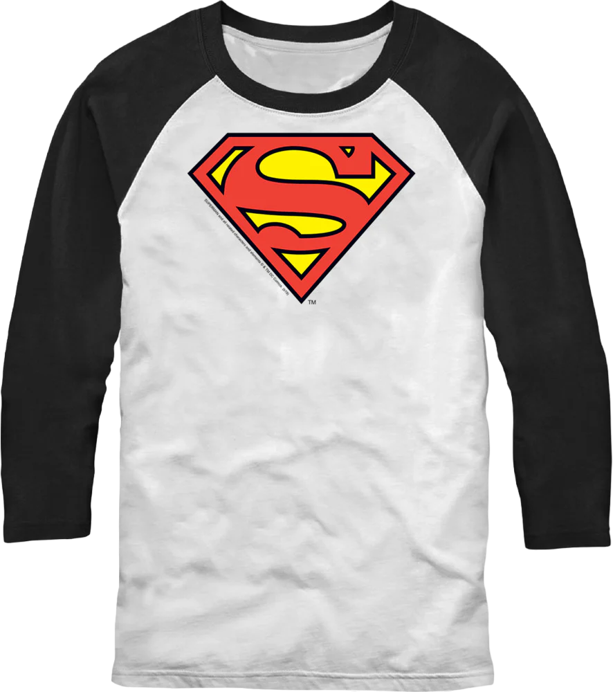 Classic Superman Logo DC Comics Raglan Baseball Shirt