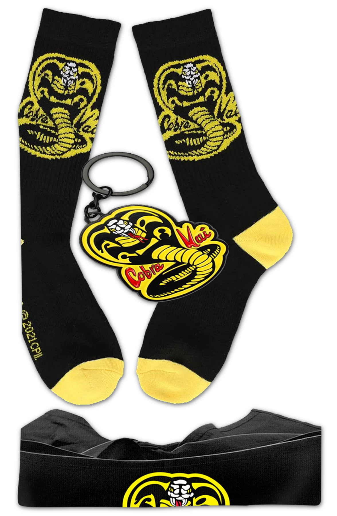 Cobra Kai Logo Socks/Keychain/Headband Combo - Image 2