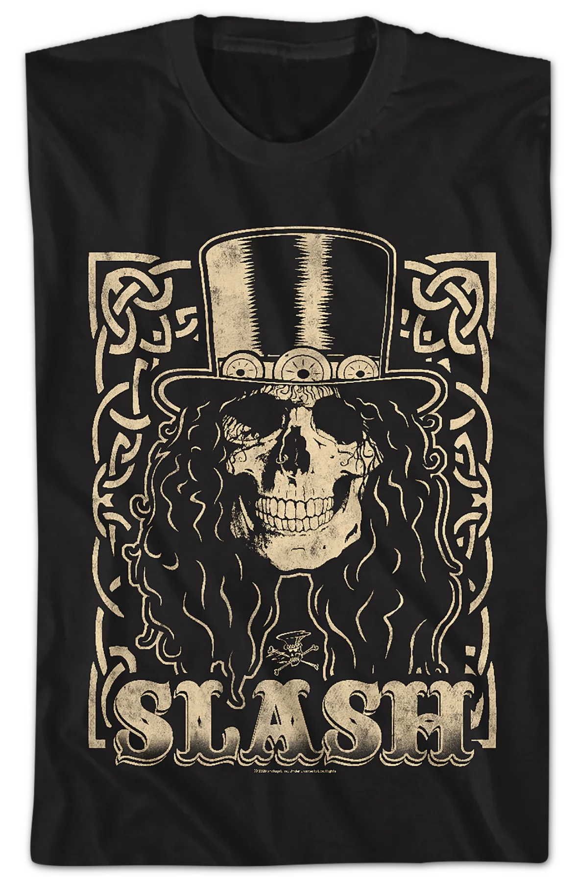 Cream Skull In Top Hat Slash T-Shirt - Image 2
