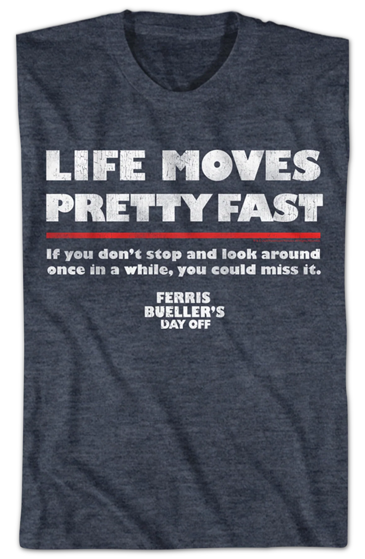 Distressed Life Moves Pretty Fast Ferris Bueller's Day Off T-Shirt - Image 2