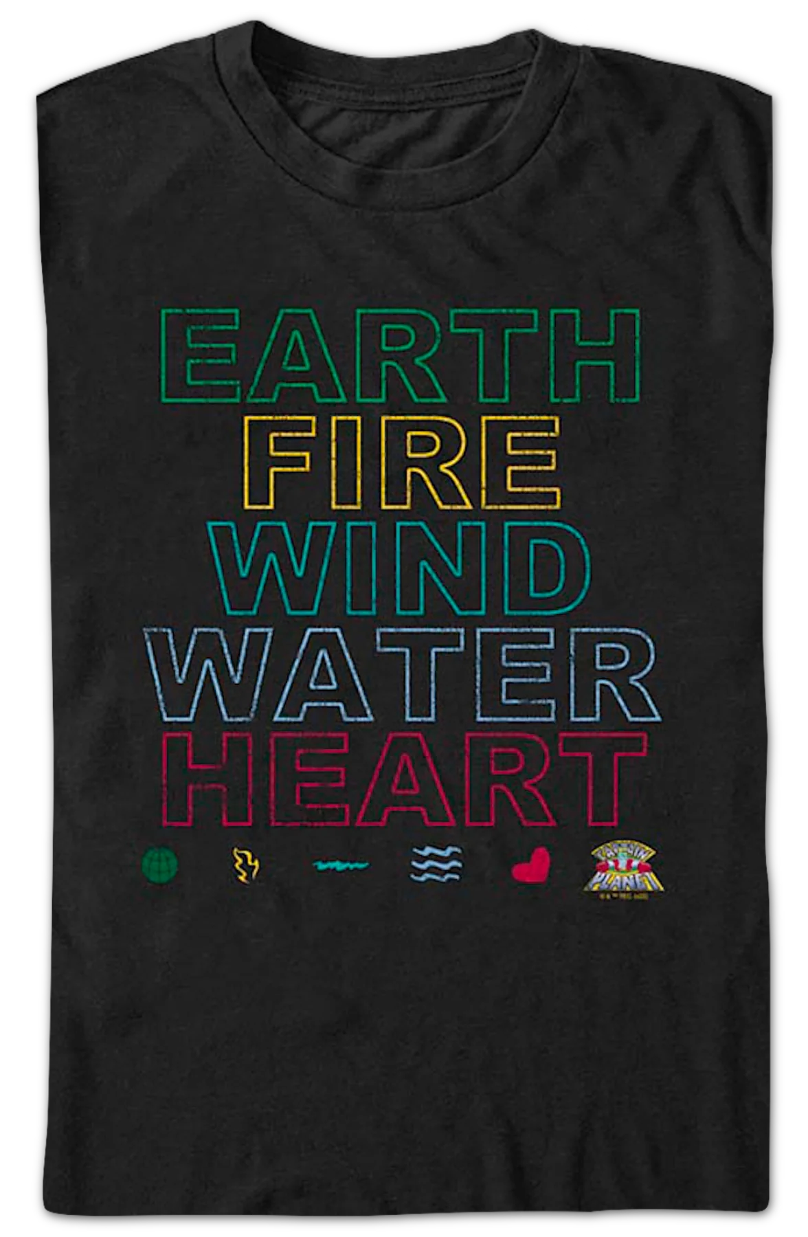 Earth Fire Wind Water Heart Captain Planet T-Shirt - Image 2