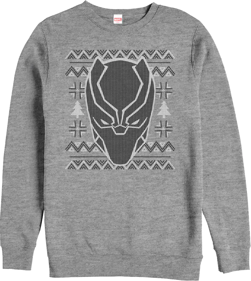 Faux Ugly Black Panther Christmas Sweater Marvel Comics Sweatshirt