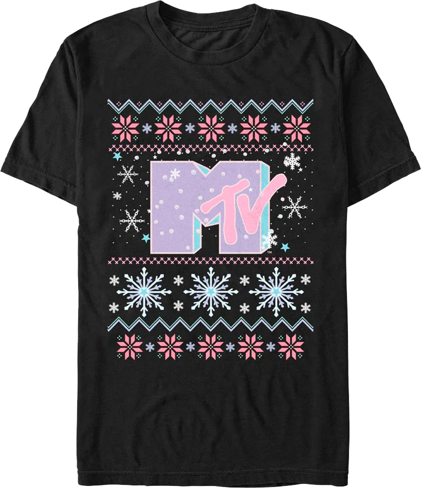 Faux Ugly Christmas Sweater MTV T-Shirt