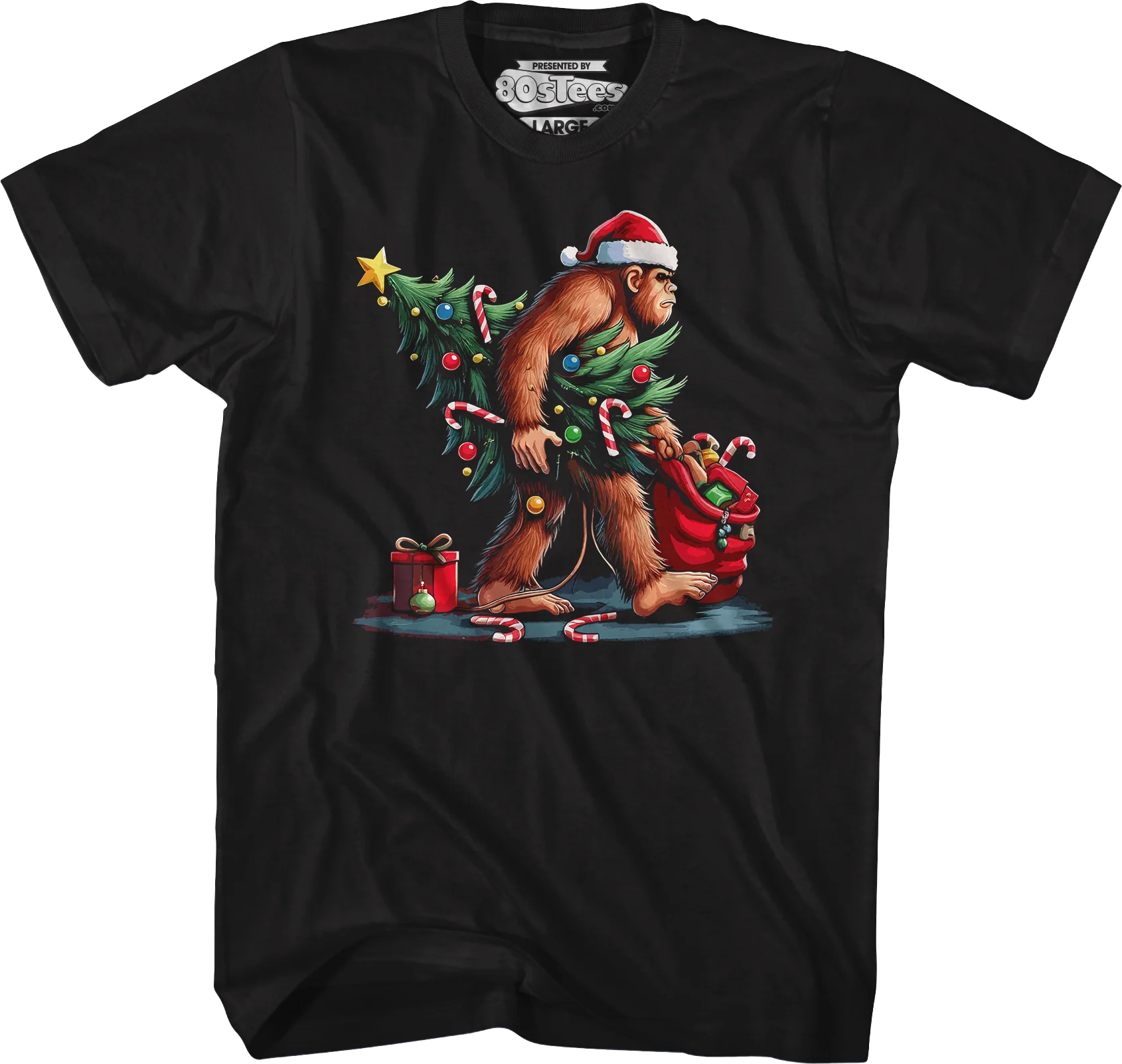 Festive Bigfoot Christmas T-Shirt