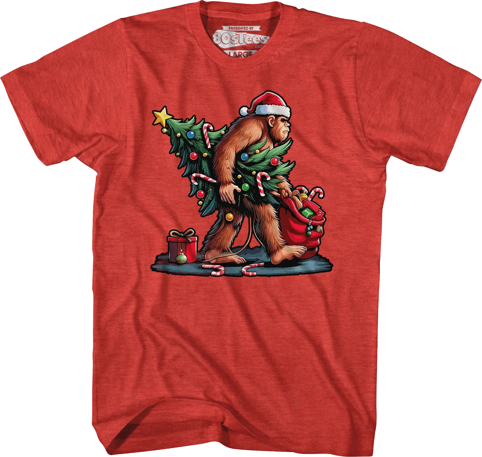 Festive Bigfoot Christmas T-Shirt - Image 7