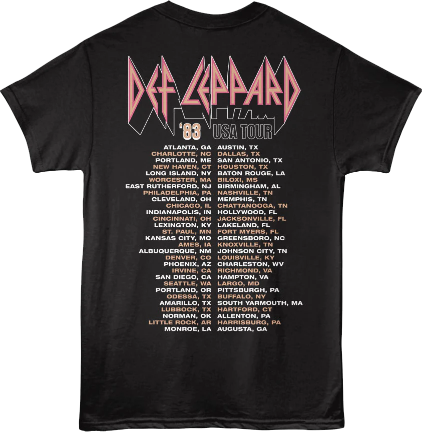 Front & Back '83 USA Tour Def Leppard T-Shirt - Image 3