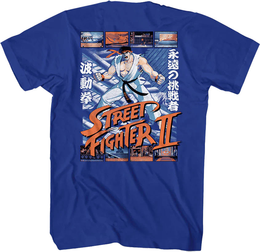 Front & Back Ryu Fight Scenes Street Fighter II T-Shirt