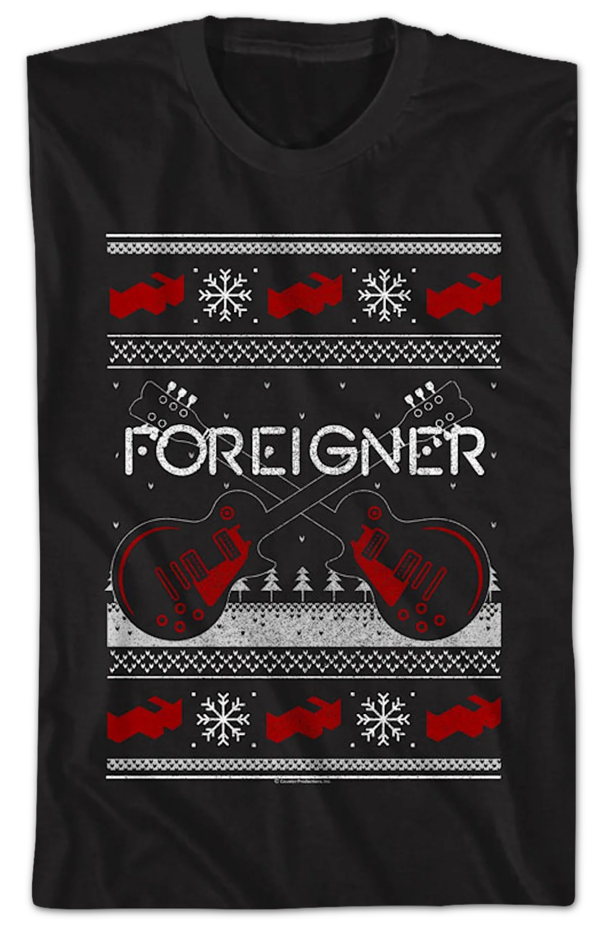 Guitars Faux Ugly Christmas Sweater Foreigner T-Shirt - Image 2