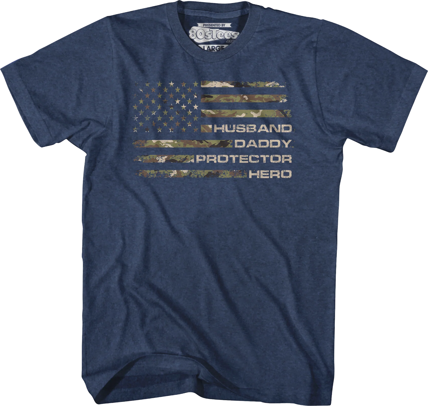 Husband Daddy Protector Hero Flag T-Shirt - Image 3