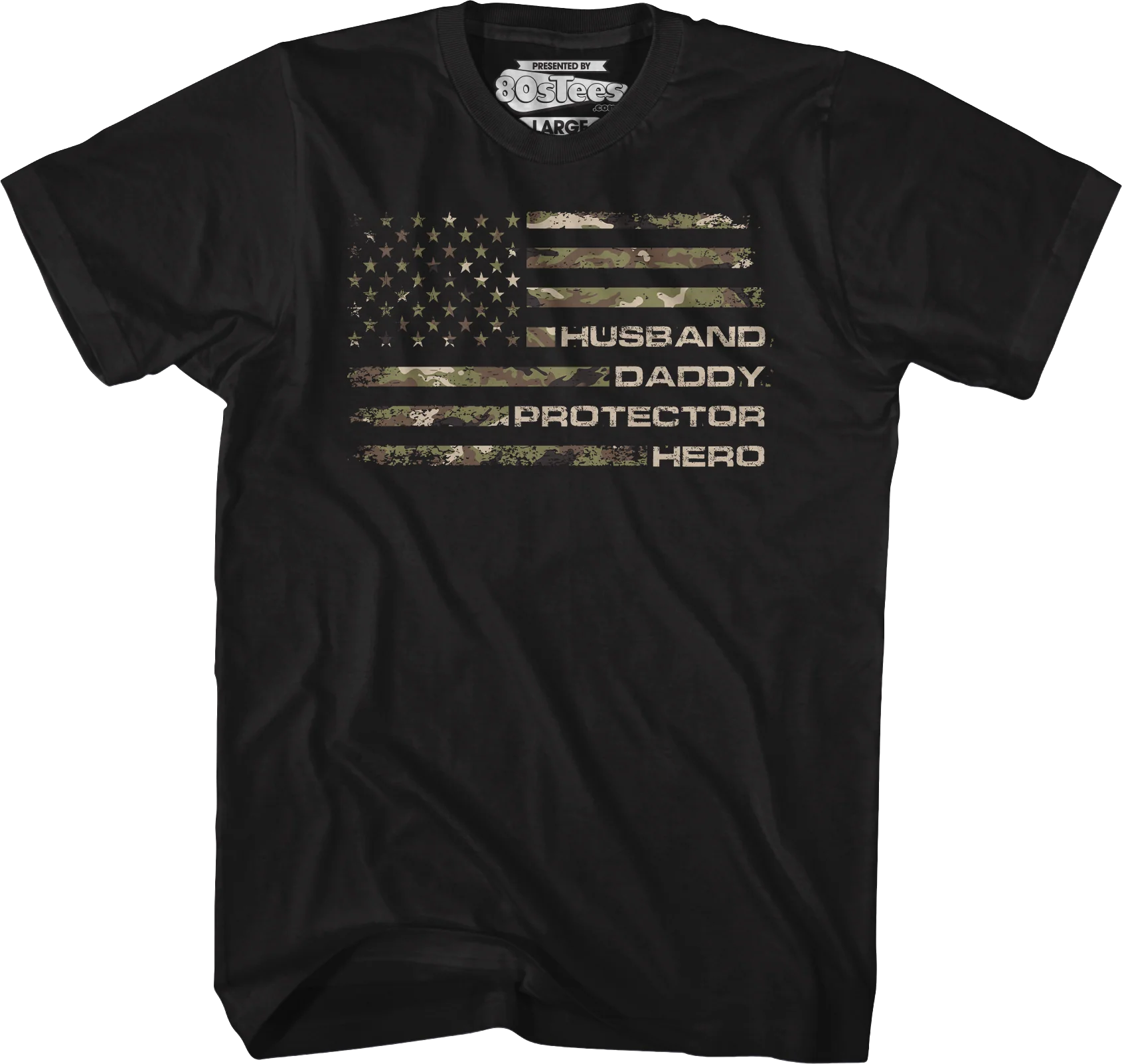 Husband Daddy Protector Hero Flag T-Shirt - Image 4