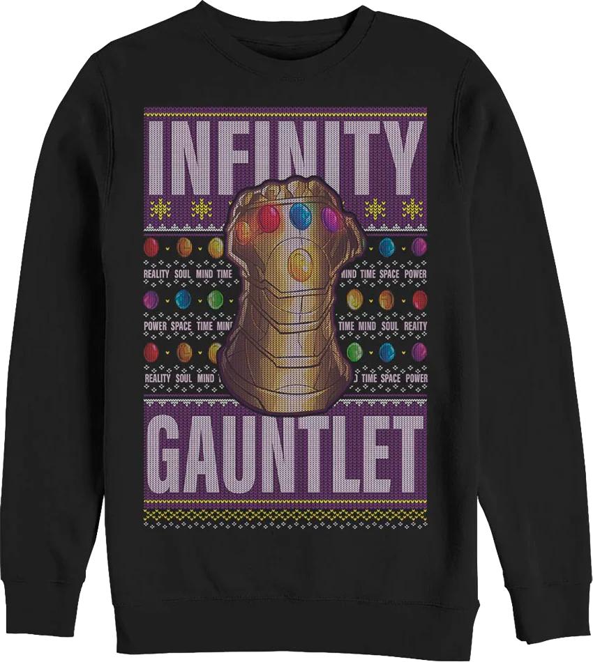 Infinity Gauntlet Faux Ugly Sweater Marvel Comics Christmas Sweatshirt