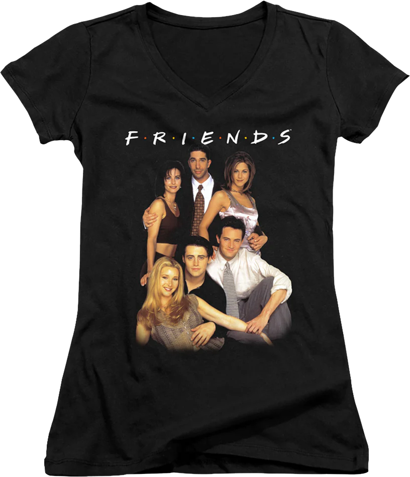 Ladies Cast Photo Friends V-Neck Shirt