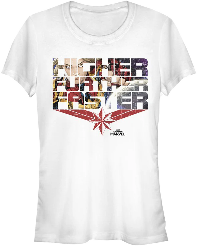 Ladies Higher Further Faster Captain Marvel Shirt