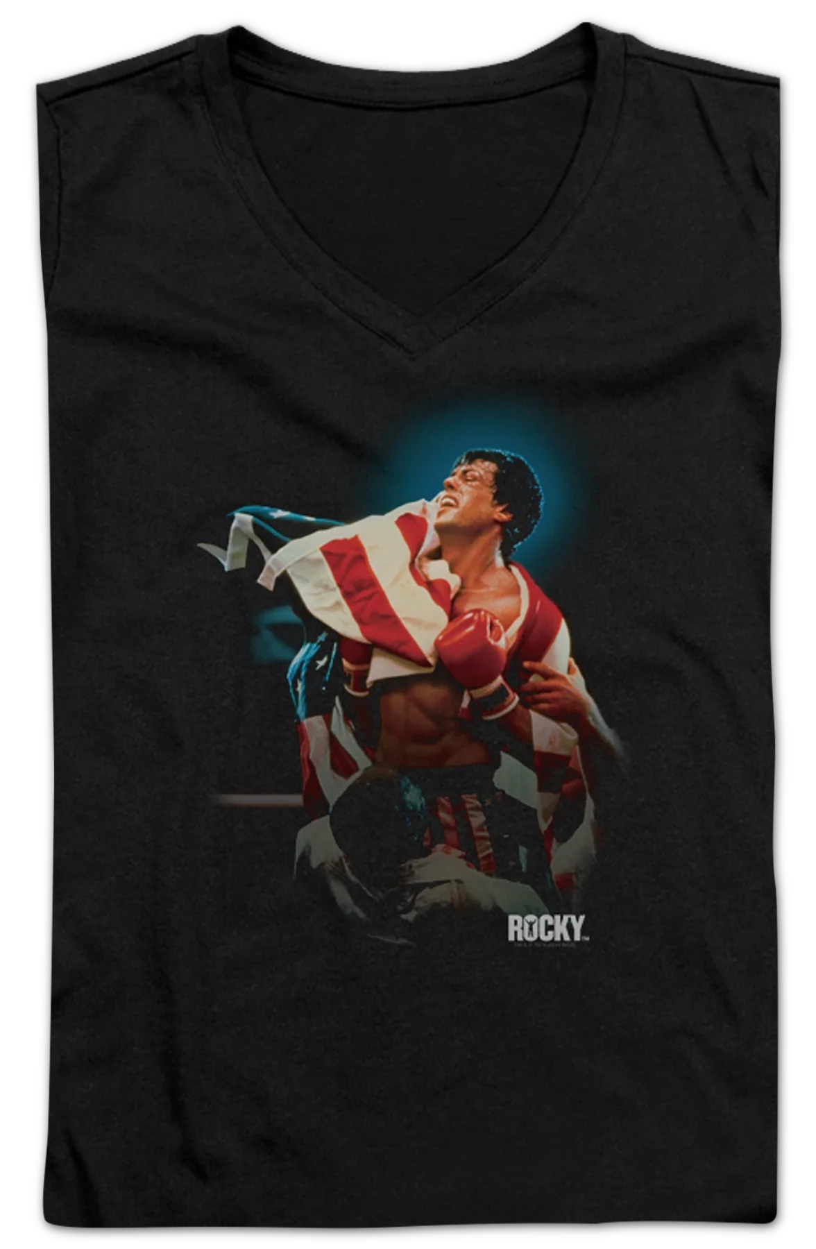 Ladies Movie Poster Rocky IV V-Neck Shirt - Image 2