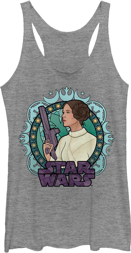 Ladies Stained Glass Princess Leia Star Wars Racerback Tank Top
