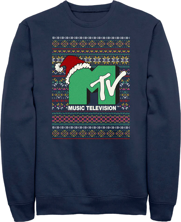 Logo Faux Ugly Christmas Sweater MTV Sweatshirt