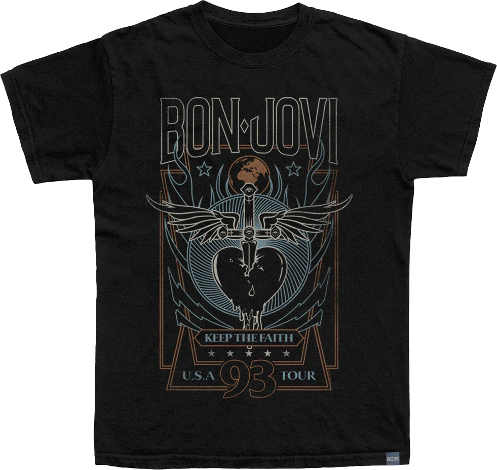 Made In USA Keep The Faith '93 Tour Bon Jovi T-Shirt
