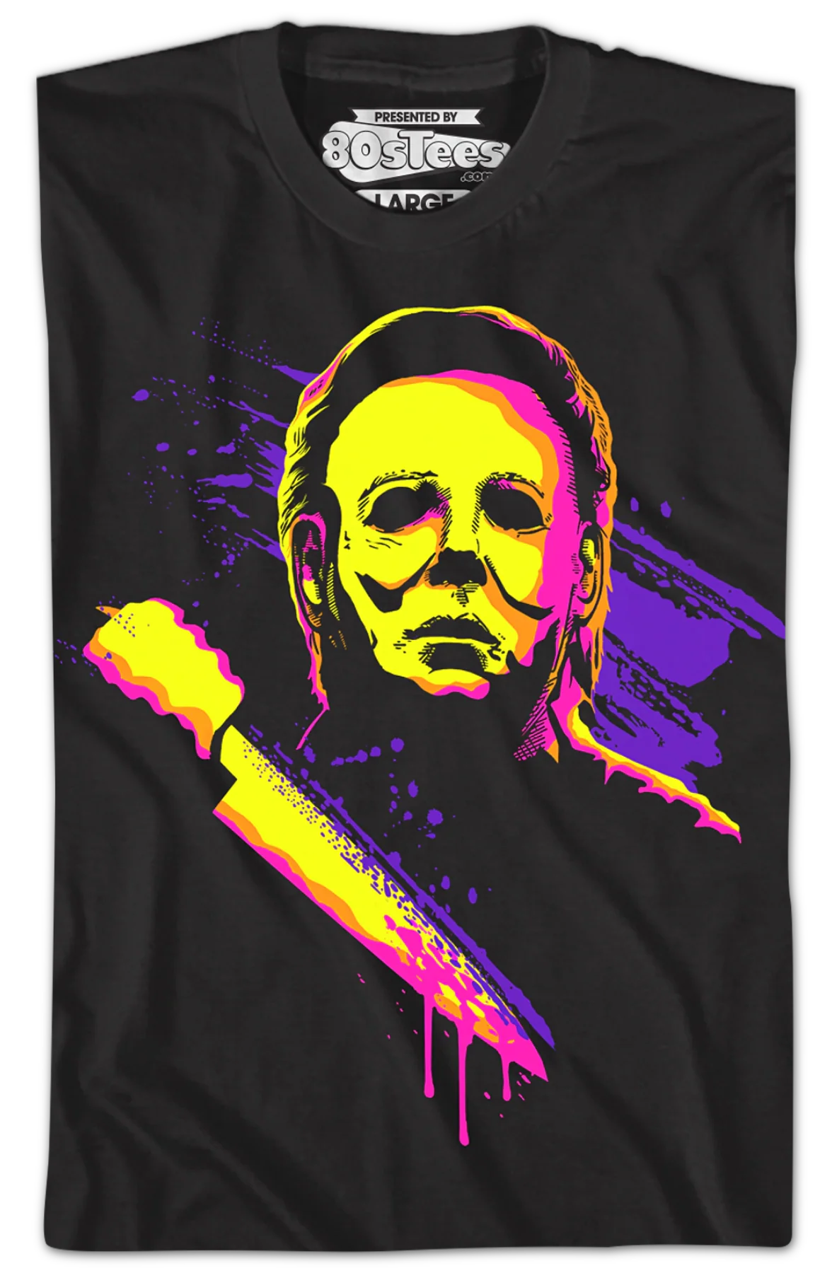 Neon Michael Myers Halloween T-Shirt - Image 2
