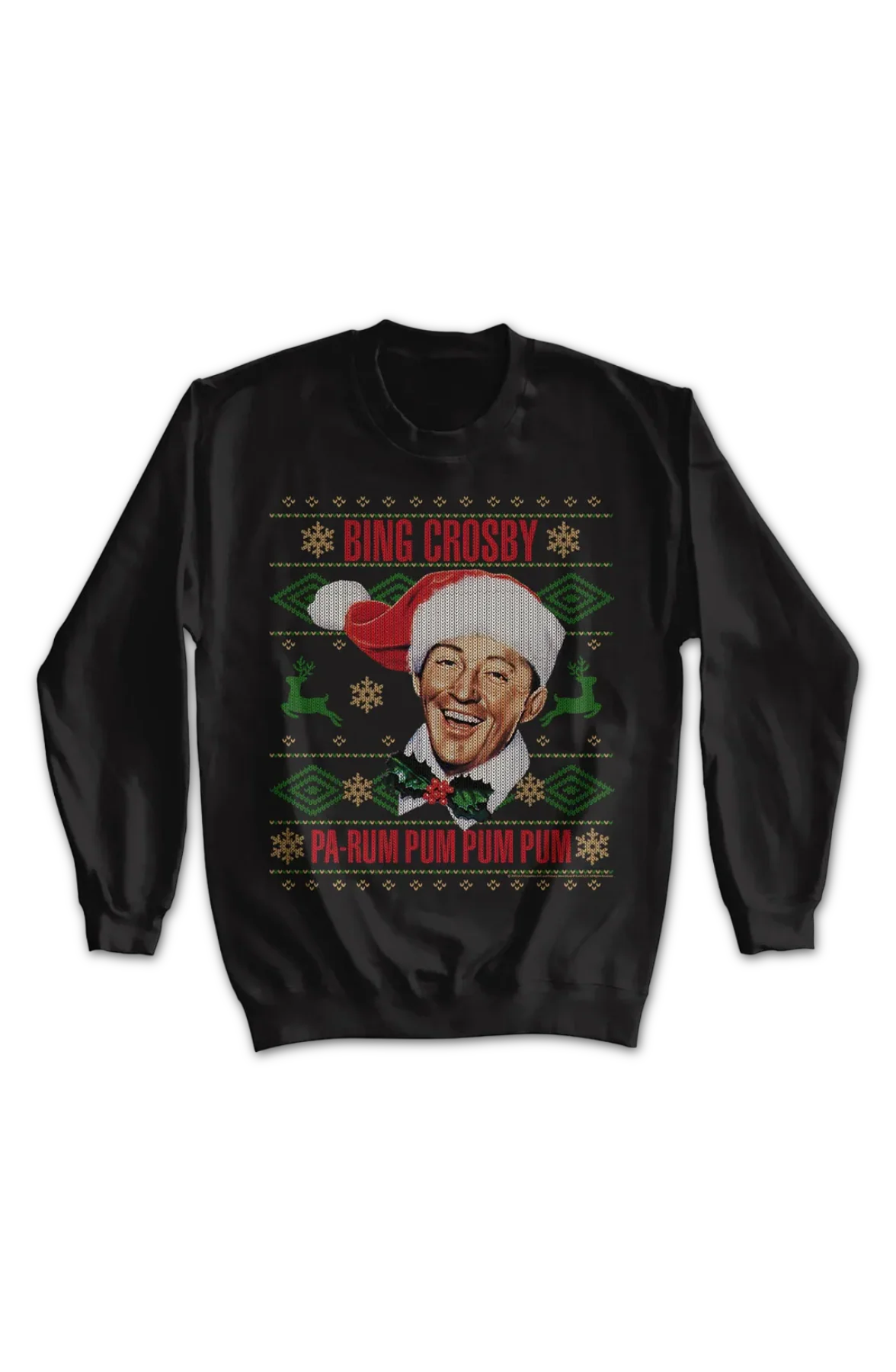 Pa-Rum Pum Pum Pum Faux Ugly Christmas Sweater Bing Crosby Sweatshirt - Image 2