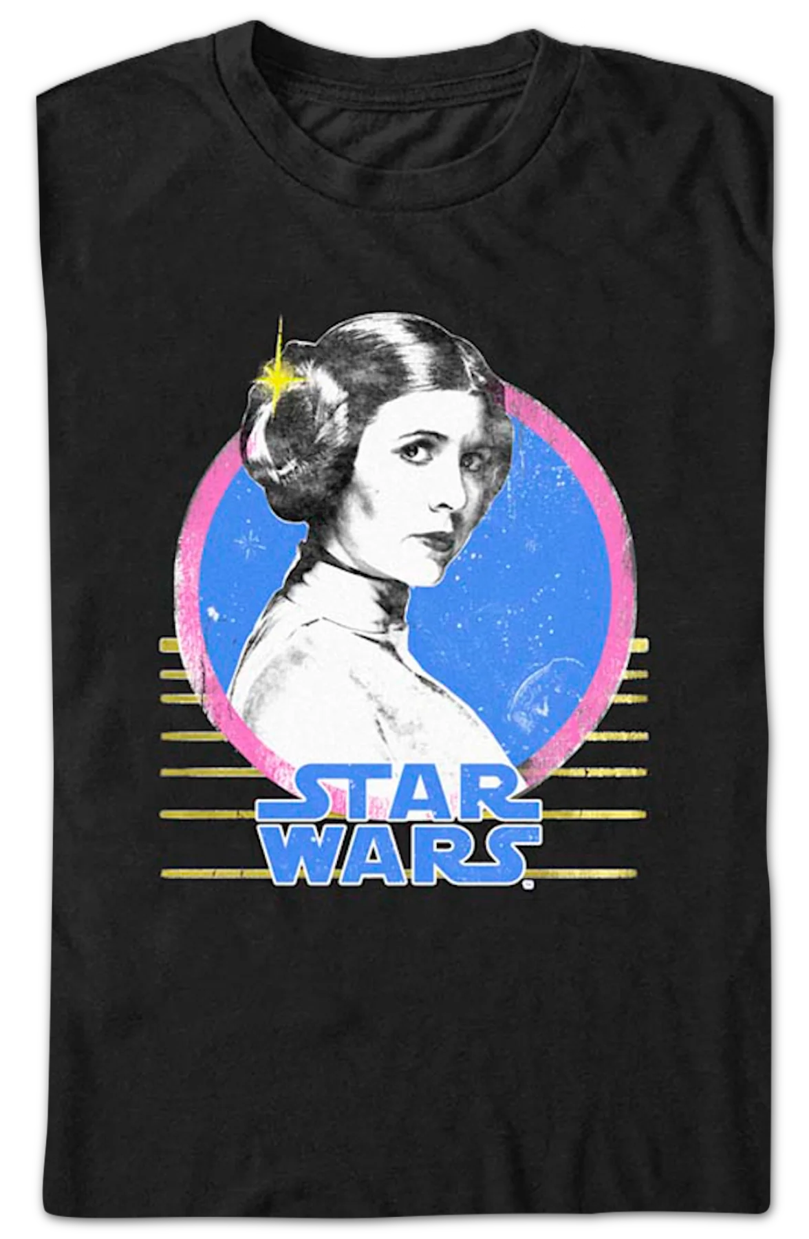 Princess Leia Retro Circle Star Wars T-Shirt - Image 2