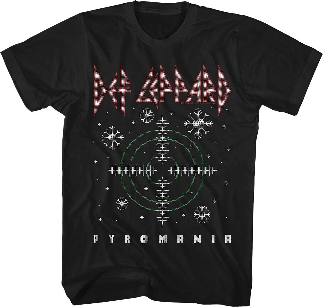 Pyromania Faux Ugly Christmas Sweater Def Leppard T-Shirt