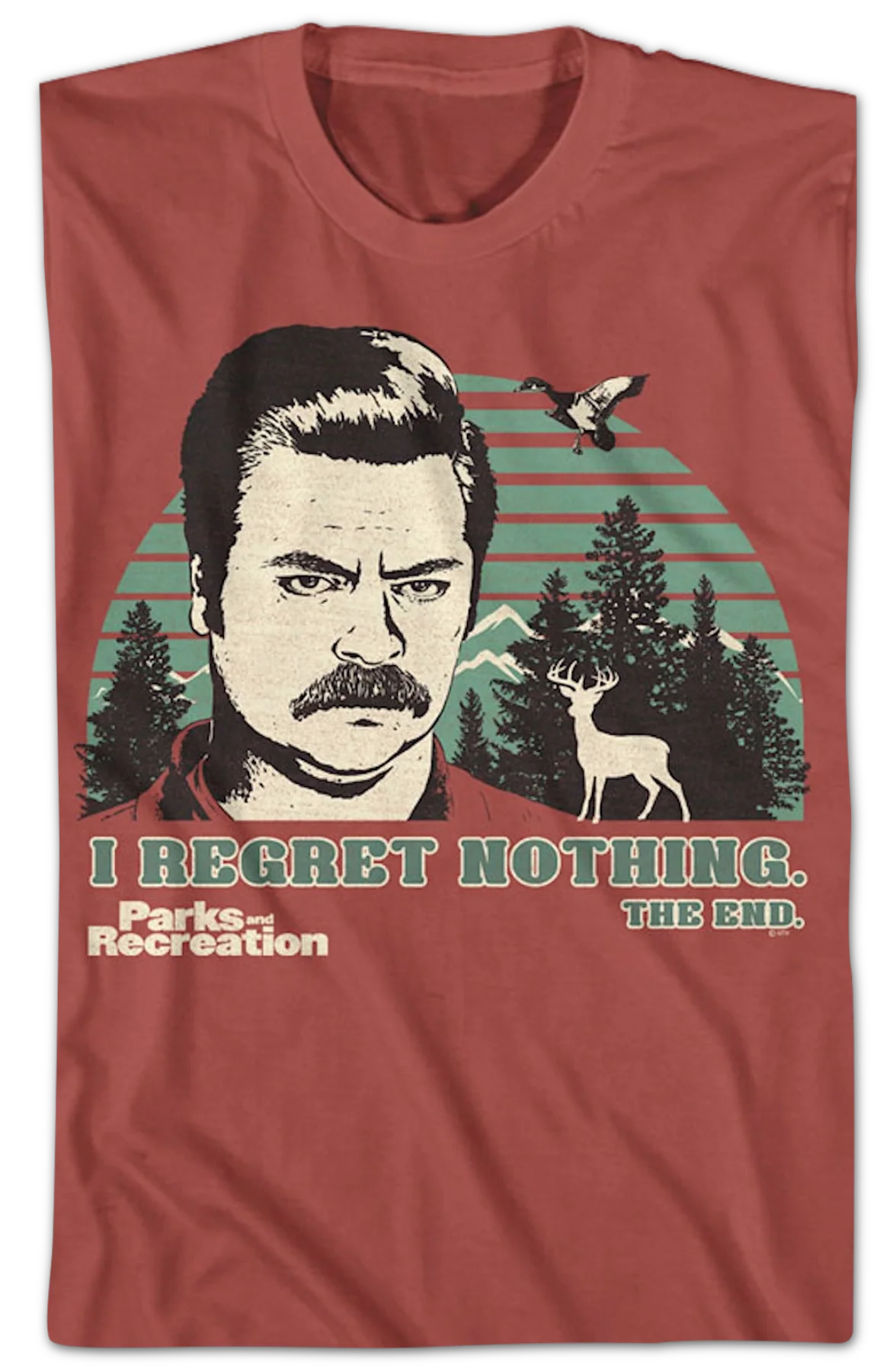 Ron Swanson I Regret Nothing Parks And Recreation T-Shirt - Image 2