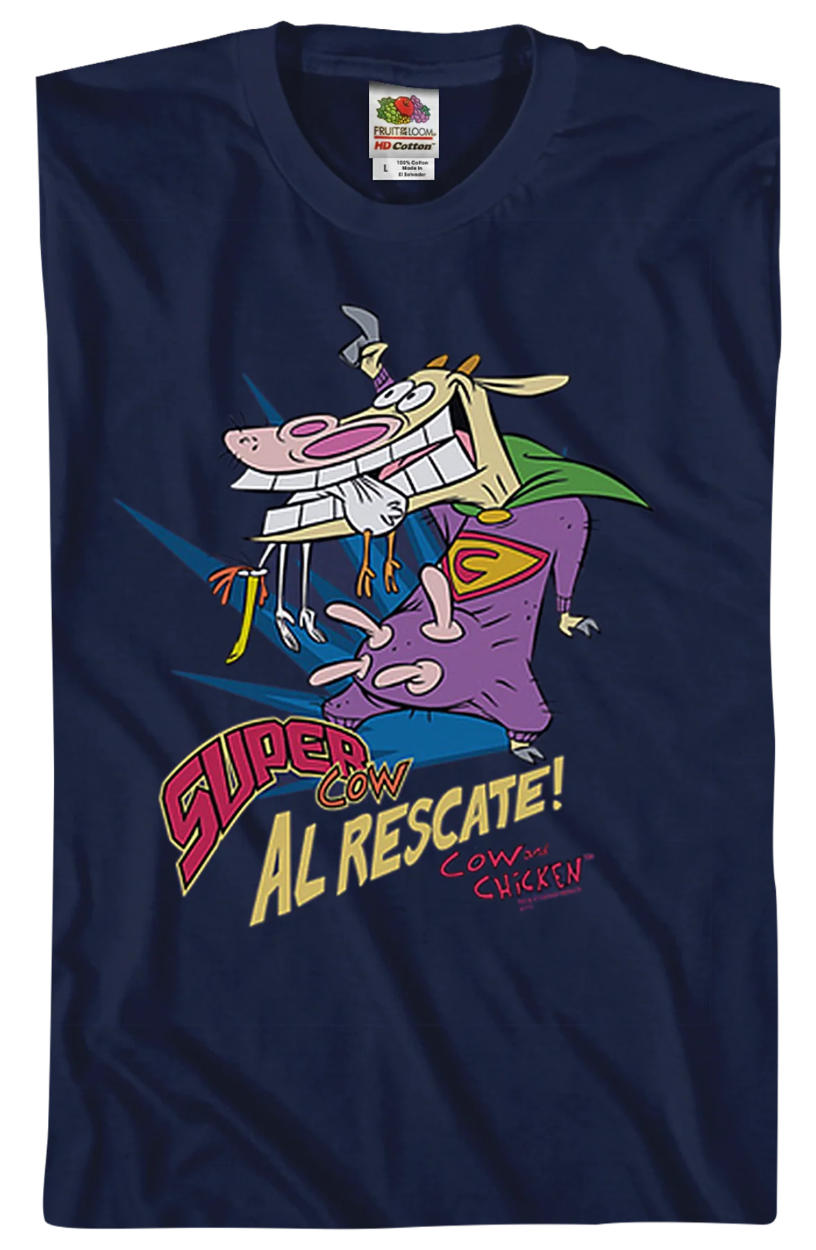 Super Cow Al Rescate Cow and Chicken T-Shirt - Image 2