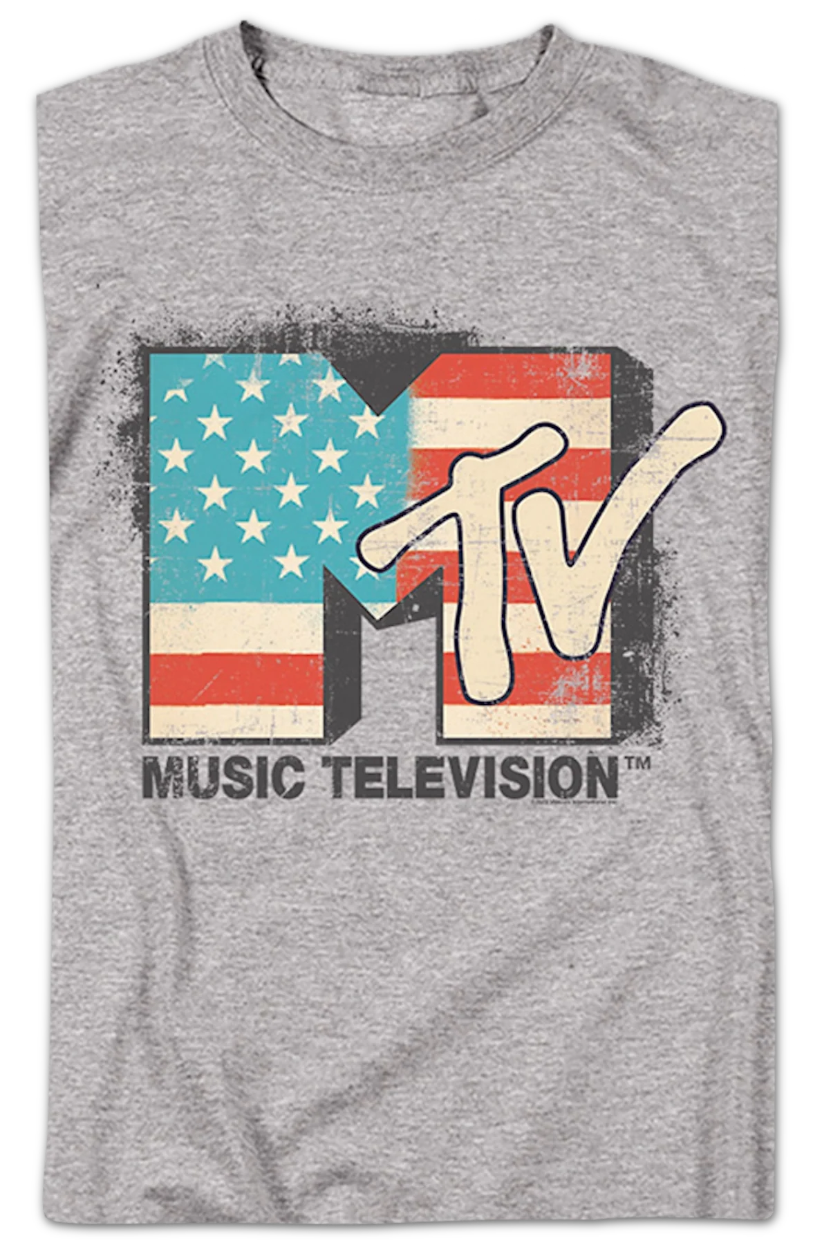 Vintage American Flag Logo MTV T-Shirt - Image 2