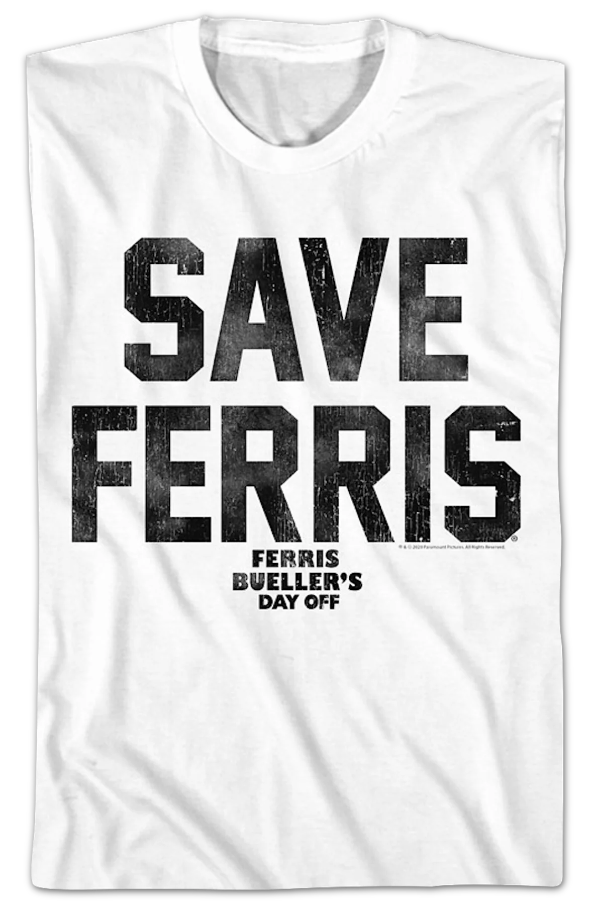 White Distressed Save Ferris Bueller T-Shirt - Image 2