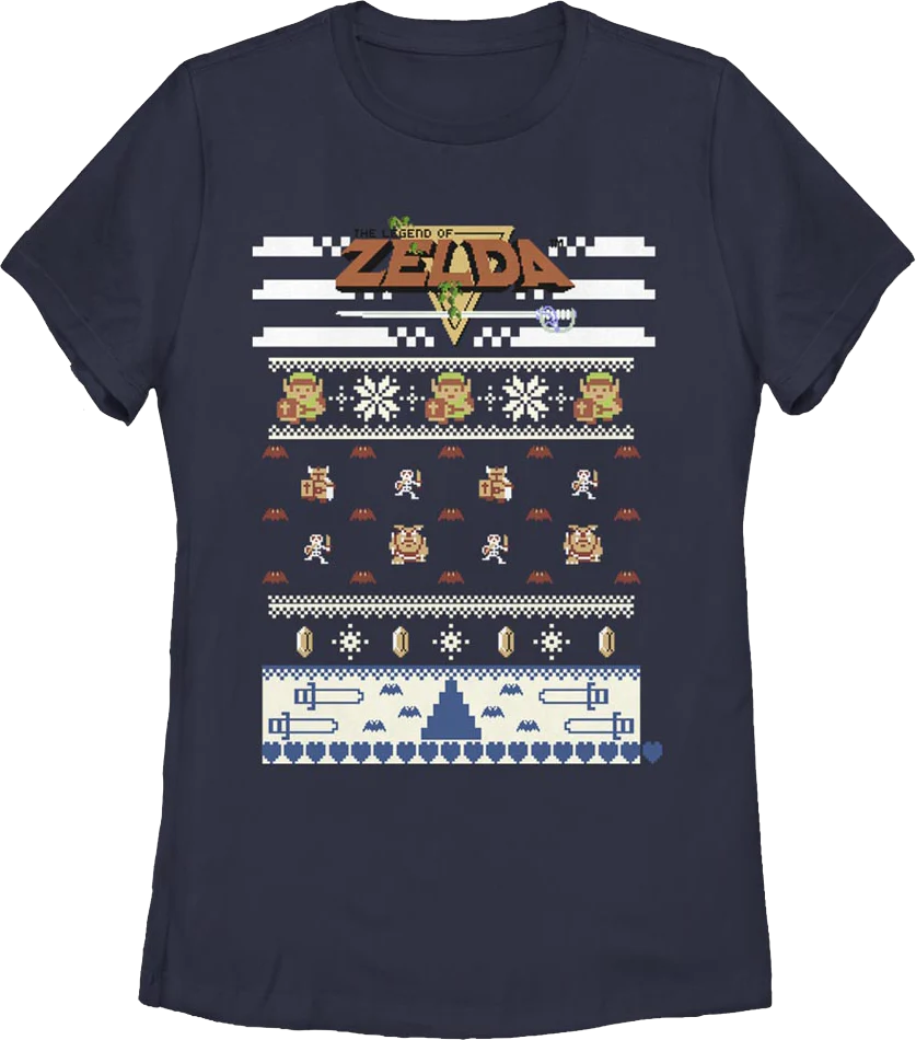 Womens Faux Ugly Christmas Sweater Legend of Zelda Shirt