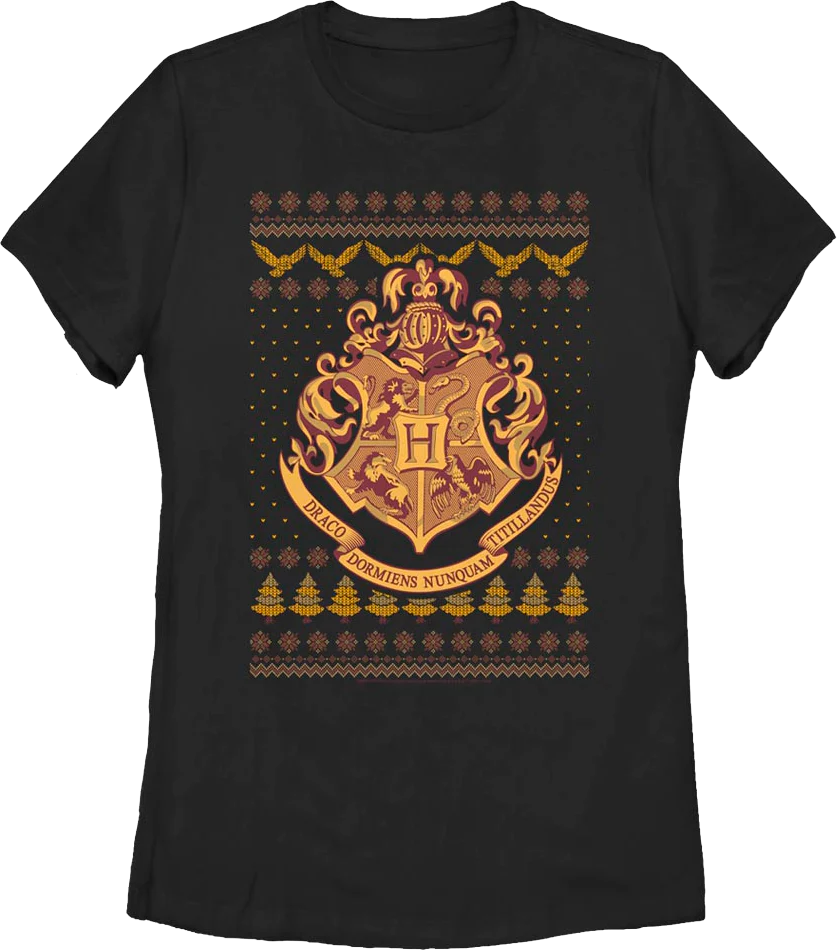 Womens Hogwarts Faux Ugly Christmas Sweater Harry Potter Shirt