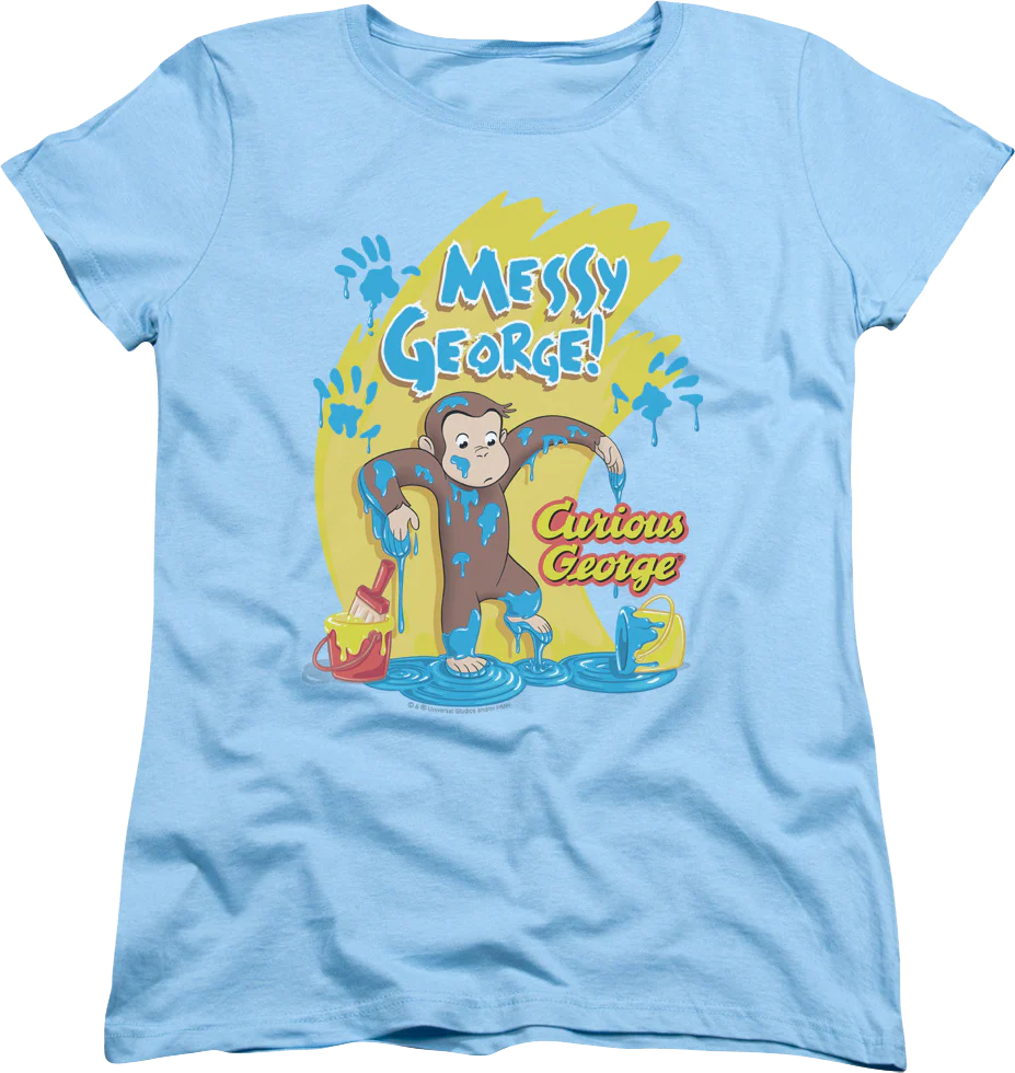 Womens Messy Curious George Shirt