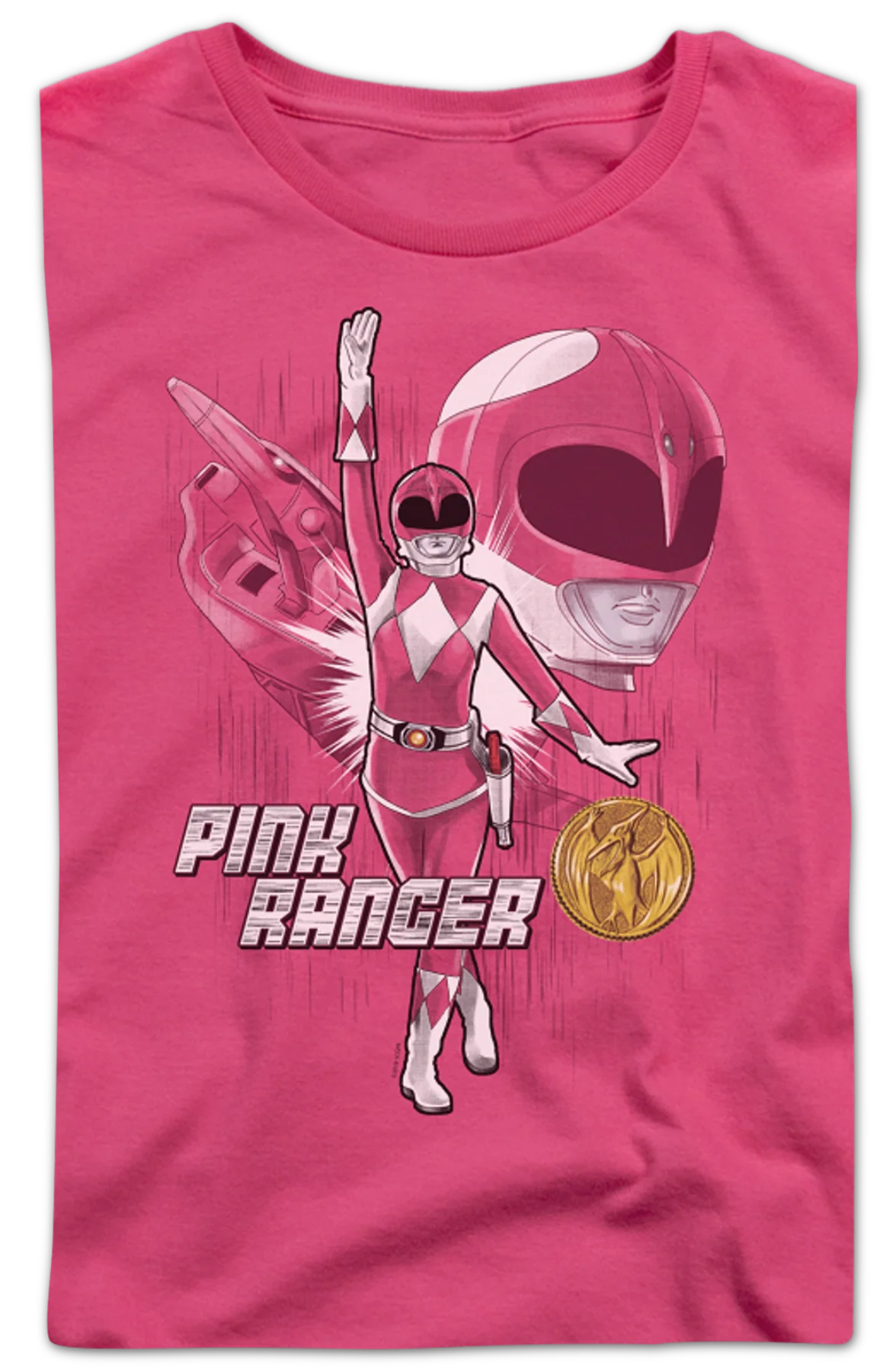 Womens Pink Ranger Mighty Morphin Power Rangers Shirt - Image 2