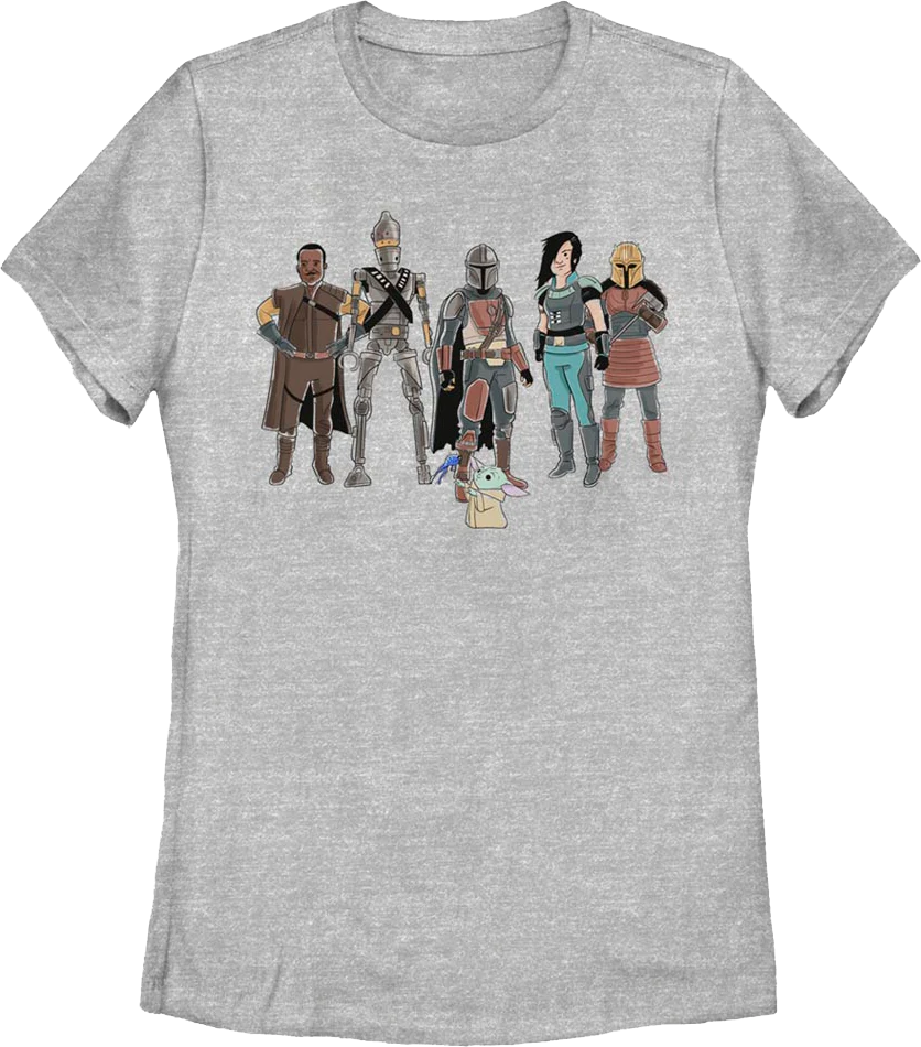 Womens The Mandalorian Character Sketches Star Wars Shirt