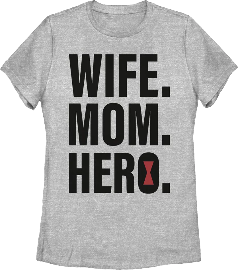 Womens Wife Mom Hero Black Widow Marvel Comics Shirt