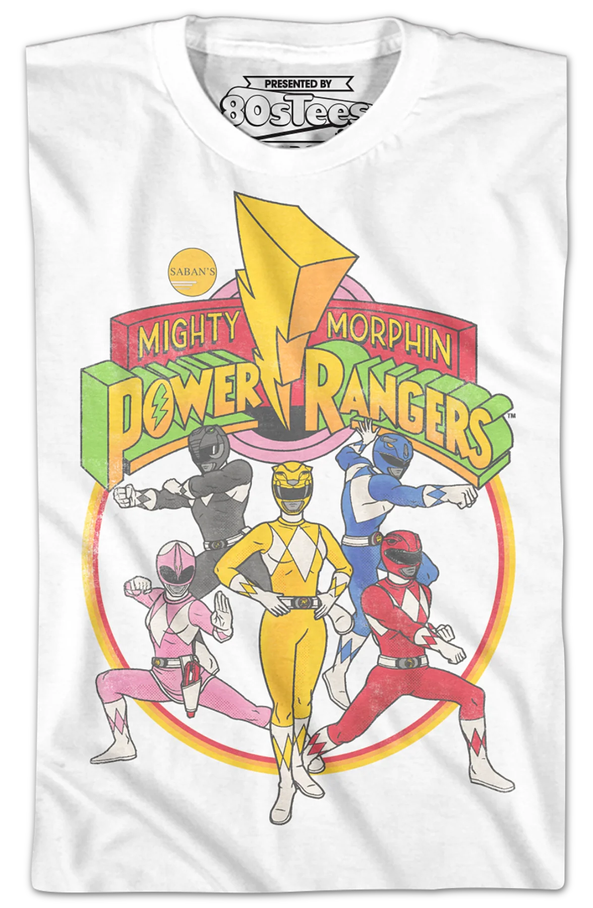 Youth Group Picture Mighty Morphin Power Rangers Shirt - Image 3